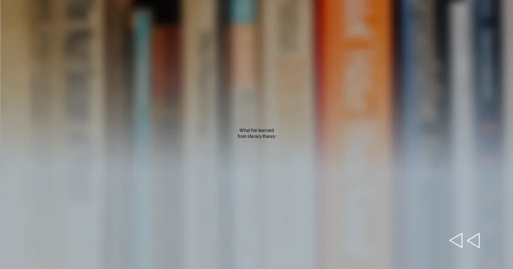 What I’ve learned from literary theory